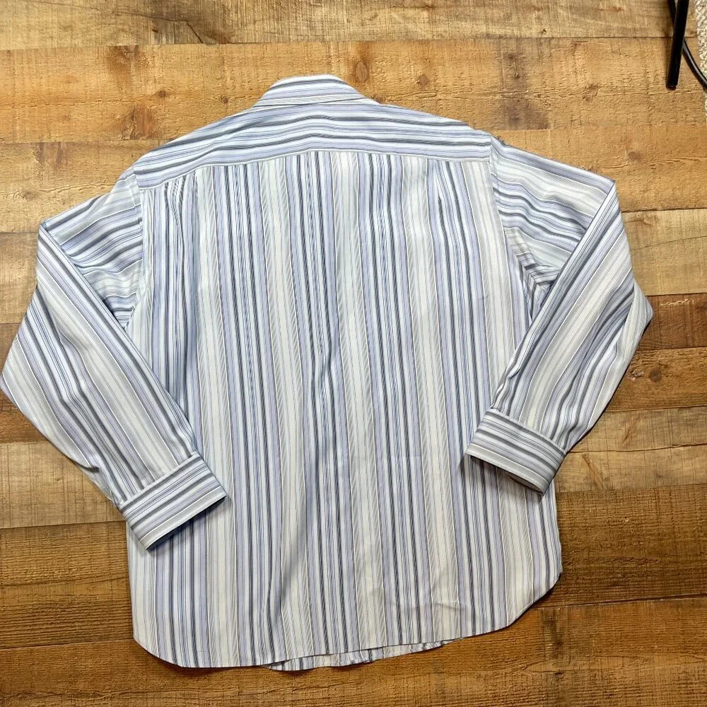 J Crew Mens Long Sleeve Blue and White Button Down Shirt Large